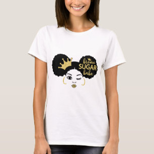 Brown Sugar Babe in Black and Gold T-Shirt