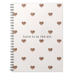 Brown Sugar Blush Pink Glitter Hearts Notebook