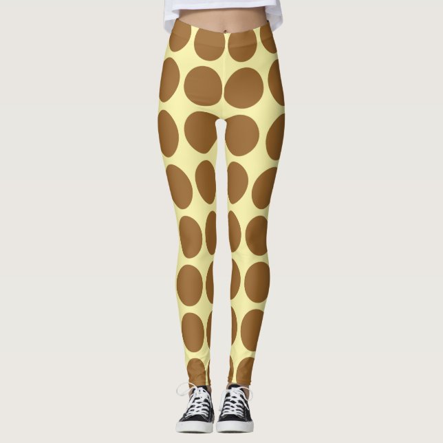 Brown Sugar Cream Neutral Dots Leggings (Front)