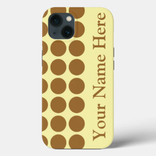 Brown Sugar Cream Neutral Dots with name iPhone 13 Case