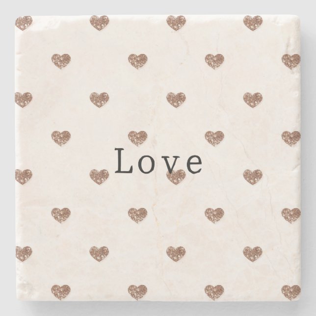 Brown Sugar Glitter Hearts Love Valentine's Stone Coaster (Front)