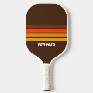 Brown Sugar Retro Across Striping with Name Pickleball Paddle