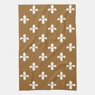 Brown Sugar Southern Cottage Fleur de Lys Tea Towel