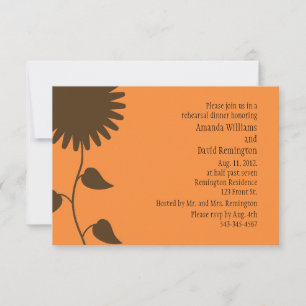 Brown Sunflower Rehearsal Dinner Invitation