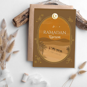 Brown Sunset Oasis Ramadan Greeting Card