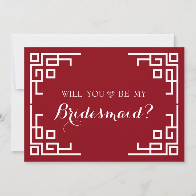 Brown Swirl Border Cute Will You Be My Bridesmaid Invitation (Front)