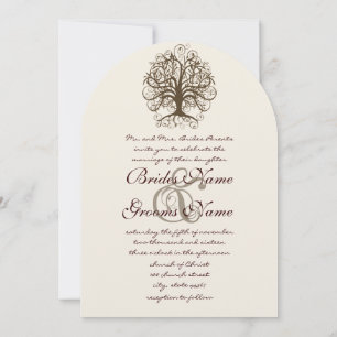 Brown Swirl Tree Roots of Love Wedding Invitation