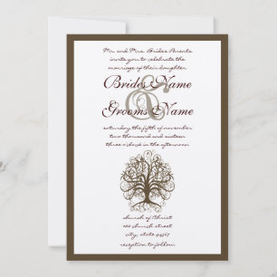 Brown Swirl Tree Roots of Love Wedding Invitation