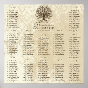 Brown Swirl Tree Seating Chart 12 Tables