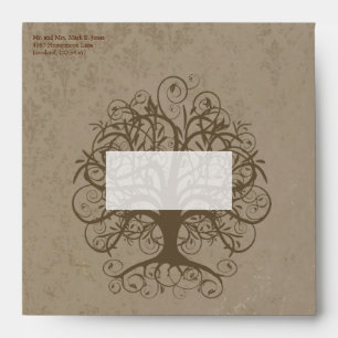 Brown Swirl Tree Wedding Envelopes