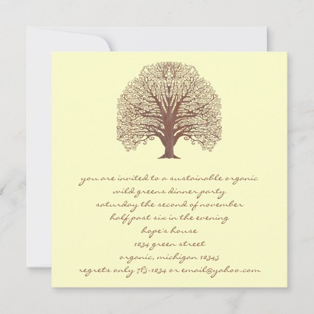 Brown Swirl Tree Wood Grain Pattern Invitations (Front)