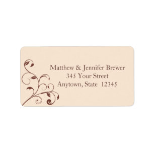Brown Swirls and Curls Envelope Address Labels