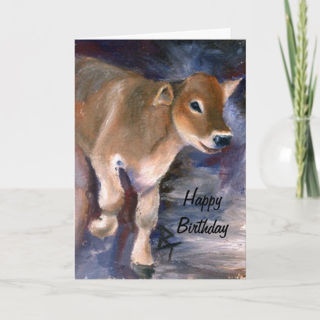 Brown Swiss Calf Birthday Card (Front)