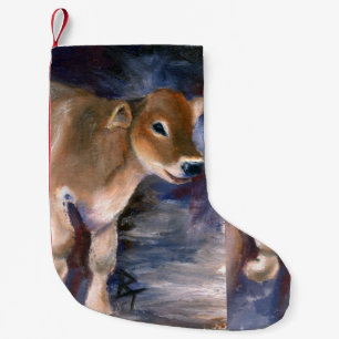 Brown Swiss Calf Small Christmas Stocking