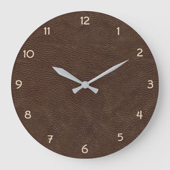 Brown Synthetic Leather Large Clock (Front)