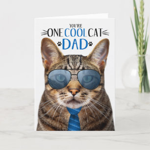 Brown Tabby Cat Father's Day One Cool Cat Holiday Card
