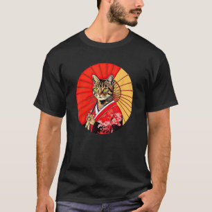 Brown Tabby Cat Geisha Funny Pet Kimono T-Shirt