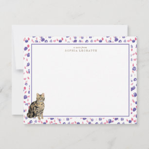Brown Tabby Cat Personalised Stationery Card