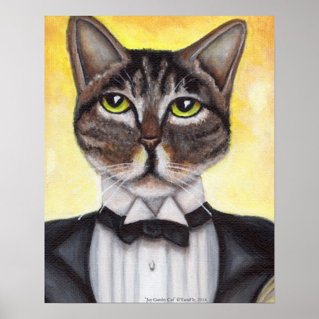 Brown Tabby Cat Wearing Tuxedo Feline Dandy Poster (Front)