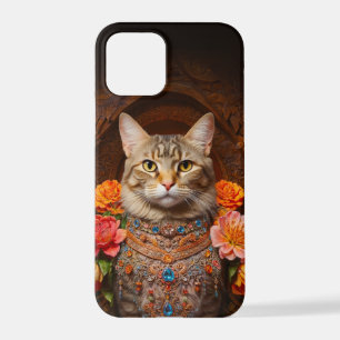 Brown Tabby with Flowers and Victorian Style iPhone 12 Pro Case