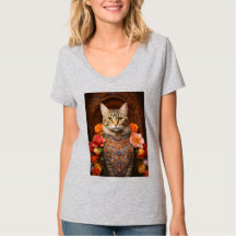 Brown Tabby with Flowers and Victorian Style