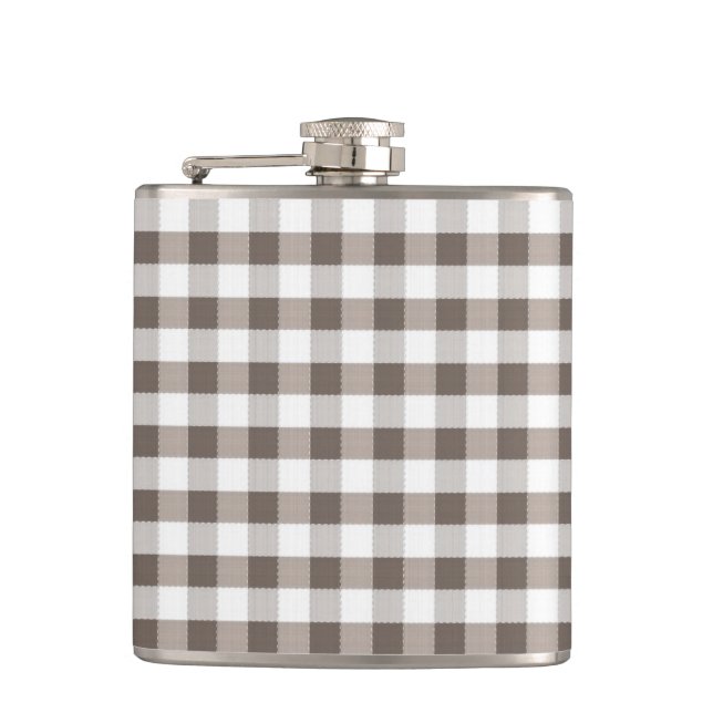 Brown Table Cloth Pattern Hip Flask (Front)