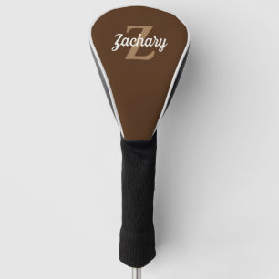Brown Tan and White Monogram Personalised Golf Head Cover