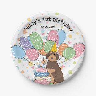 Brown Tan Aussiedoodle Birthday Party Paper Plates