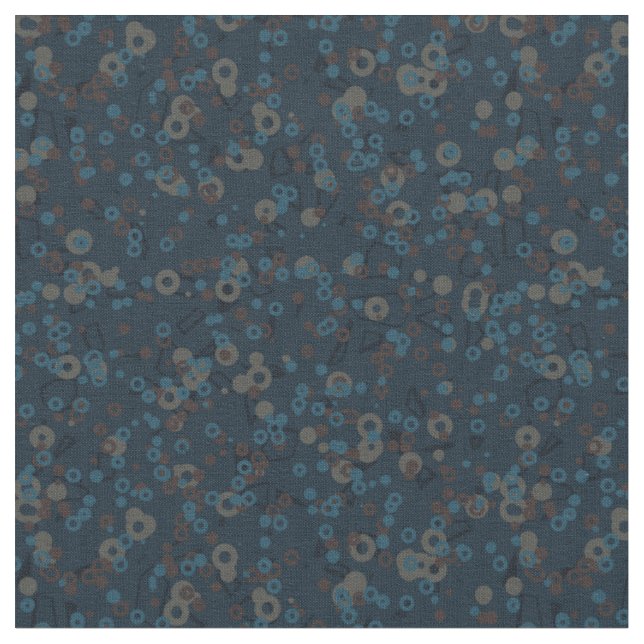 brown tan blue geometric fabric (Close Up)