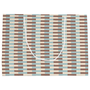 Brown Tan Blue Stripes Large Gift Bag