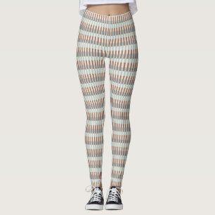 Brown Tan Blue Stripes Leggings