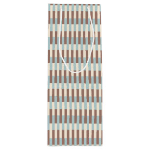 Brown Tan Blue Stripes Wine Gift Bag
