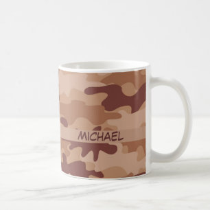 Brown Tan Camo Camouflage Name Personalised Coffee Mug