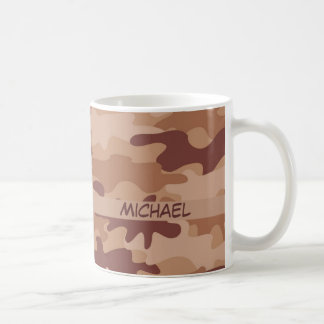 Brown Tan Camo Camouflage Name Personalised Coffee Mug