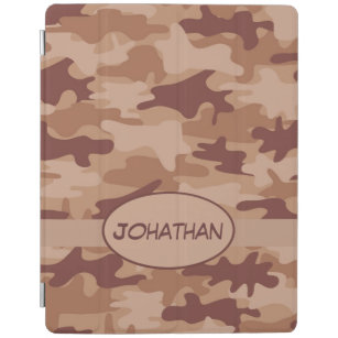 Brown Tan Camo Camouflage Name Personalised iPad Smart Cover