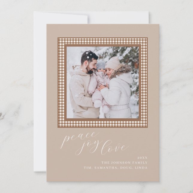 Brown Tan Christmas Card Holiday Photo Image (Front)