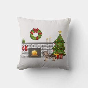 Brown & Tan Dapple Short Hair Dachshund Christmas Cushion