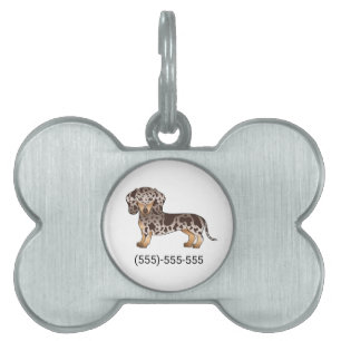 Brown & Tan Dapple Short Hair Dachshund & Number Pet ID Tag