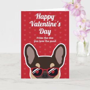 Brown Tan French Bulldog Valentine's Day Card