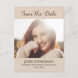 Brown Tan Graduation Save Date Photo Announcement Postcard