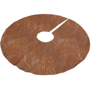Brown Tan Leaf Bohemian Southwest Cowgirl Brushed Polyester Tree Skirt