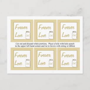 Brown/Tan Mason Jar Wedding Favour Tags Postcard