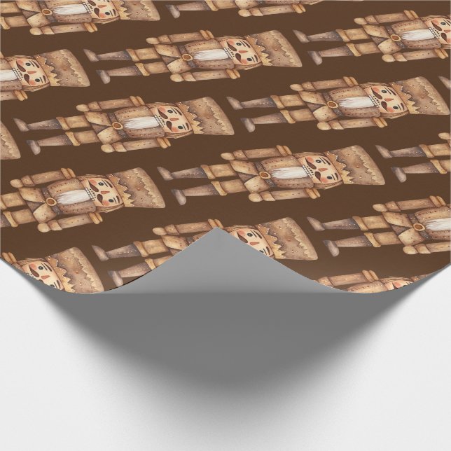 Brown Tan Nutcracker  Soldier Wrapping Paper (Corner)