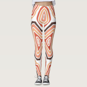 Brown Tan Orange Swirls Abstract Leggings