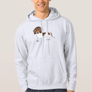 Brown & Tan Pied Short Hair Dachshund Illustration Hoodie