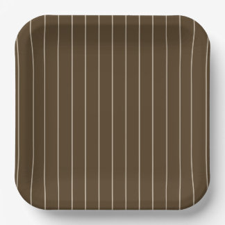 Brown & Tan Striped Paper Plates - 9in 