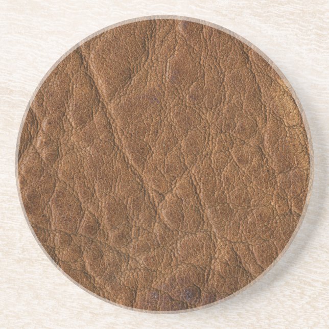 Brown Tanned Leather Texture Background Coaster (Front)