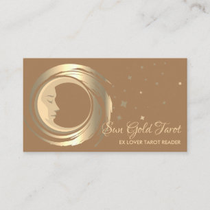 Brown Tarot Reader Stars Moon Sun Celestial Business Card