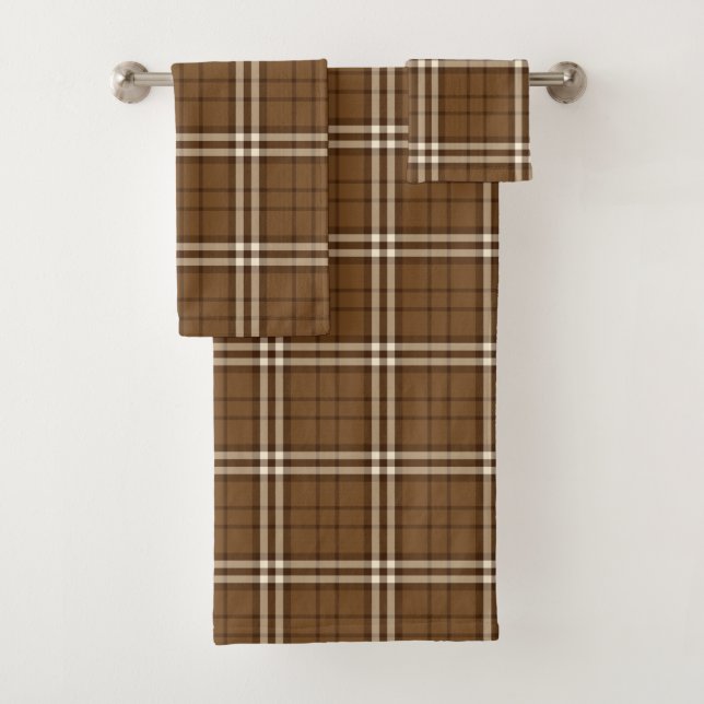 Brown Tartan Bath Towel Set (Insitu)