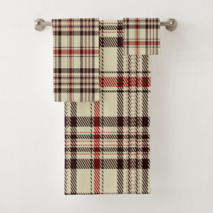 Brown Tartan Bath Towel Set
